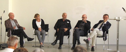 Prof. Dr. Andreas Schwarting (Moderation), Prof. Dr. Christine Hannemann, Alexander Grünenwald, Christian Böhm, Prof. Dr. Paul Kahlfeld C