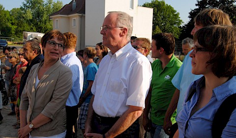 Die Oberbürgermeisterin Edith Schreiner, 1. Bürgermeister Dr. Jopen und Abt. Leiterin für Stadtentwicklung Kirstin Niemann