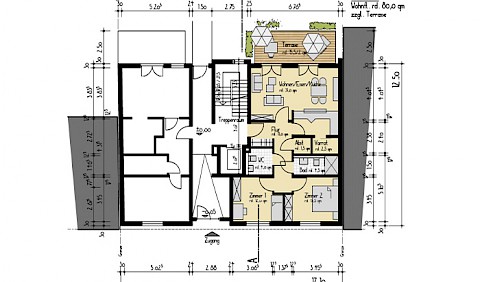 Der Grundriss der noch freien EG-Wohnung.